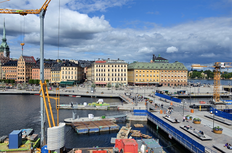 The ongoing construction at Slussen in Stockholm, Sweden, featuring major infrastructure